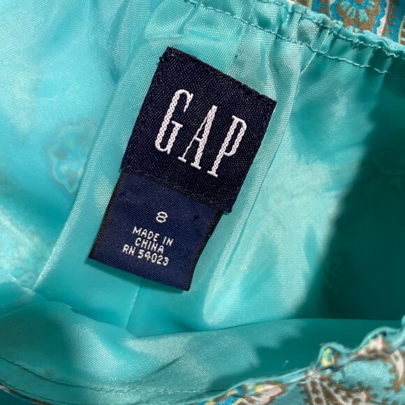 Gap Silk Halter Slip Mini Dress Vintage Y2k Size 8 Aqua Blue Green Paisley - Picture 13 of 15
